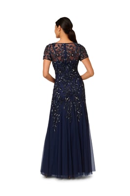 Bead Long Dress With Godets