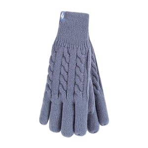 Kabelstickad 2.3 Tog Fleece Fodrad Thermo Vinterhandskar för damer