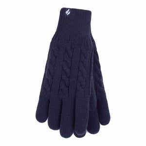 Kabelstickad 2.3 Tog Fleece Fodrad Thermo Vinterhandskar för damer