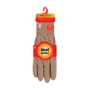 Kabelstickad 2.3 Tog Fleece Fodrad Thermo Vinterhandskar för damer