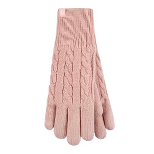 Kabelstickad 2.3 Tog Fleece Fodrad Thermo Vinterhandskar för damer