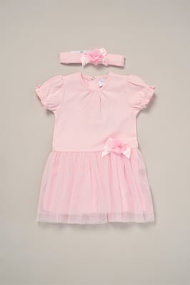 Rose Ribbon Detail Dress and Headband Outfit Set