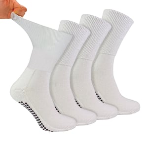 4 Pack Bamboo Diabetic Socks With Grips for Men and Women