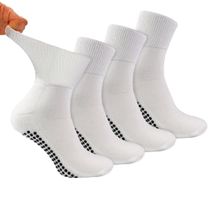 4 Pack Short Bamboo Diabetic Socks With Grips for Men and Women