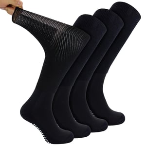 4 Pack Long Bamboo Diabetic Socks With Grips for Men and Women