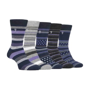 5 Pack Mens Bamboo Bright Striped Patterned Socks