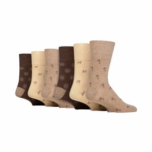6 Pack Mens Non Elastic Square Patterned Cotton Socks for Poor Circulation