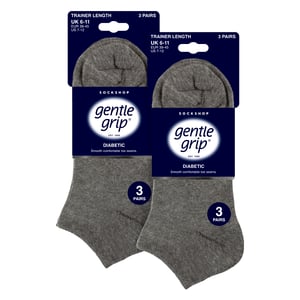 6 Pack Mens Diabetic Trainer Socks | Loose Top Wide Ankle Socks