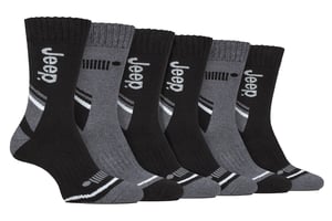 Mens 6 Pack Walking Boot Socks | Polyester Outdoor Socks for Hiking