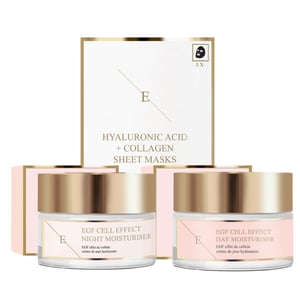 EGF Cell Effect Day Moisturiser 50ml+EGF Cell Effect Night Moisturiser 50ml + Hyaluronsyra- och kollagenmask - 3 ark