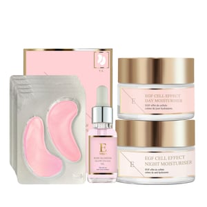 EGF Cell Effect dagkräm + EGF Cell Effect nattkräm + RoseBlossom ögonpads + Rose Blossom ansiktsolja
