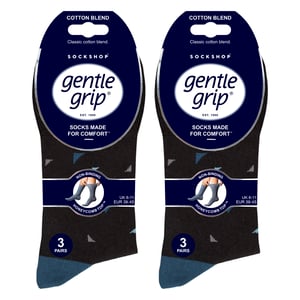 6 Pack Mens Non Elastic Square Patterned Cotton Socks for Poor Circulation