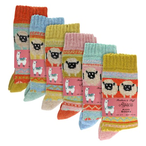 Dames 6-Pack Alpaca Sokken met Schapenpatroon
