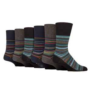 6 Pack Mens Non Elastic Square Patterned Cotton Socks for Poor Circulation