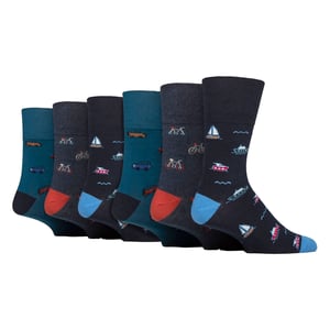6 Pairs Mens NON ELASTIC Cotton Rich Novelty Patterned Socks