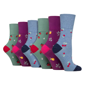 6 Pairs Ladies NON ELASTIC Cotton Rich Wildlife Dogs Cats Patterned Socks