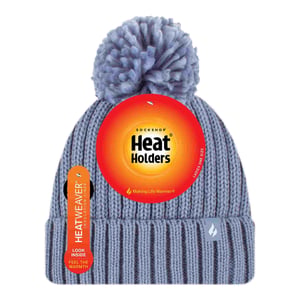 Ladies Ribbad Manschett Termisk Isolerad Vinter Pom Pom Bobble Mössa