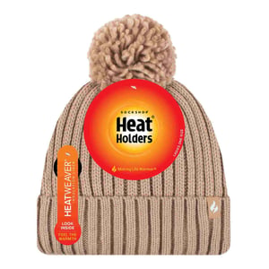 Ladies Ribbad Manschett Termisk Isolerad Vinter Pom Pom Bobble Mössa
