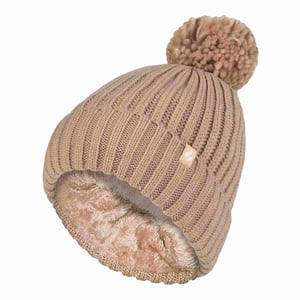 Ladies Ribbad Manschett Termisk Isolerad Vinter Pom Pom Bobble Mössa