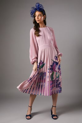 Placement Print Pleat Dress