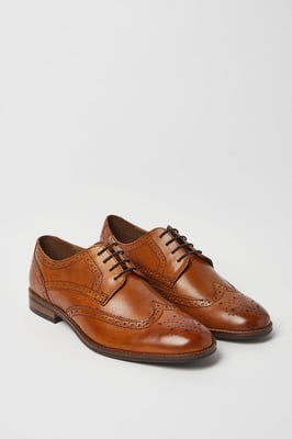 Tan Leather Smart Brogue Shoes