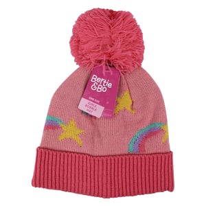 Flickor Regnbågs Beanie Mössa med Bobble | Barn Varm Vinter Mössa med Pom Pom