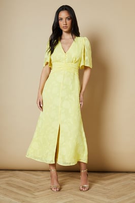 Button Jacquard Midi Dress