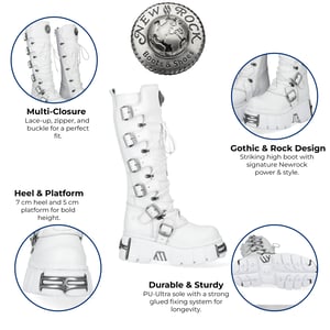 New Rock M-272-C69 kniehoge witte leren gothic laarzen
