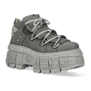 New Rock M-106WALL-C63 Grey Leather Urban Gothic Ankle Boots