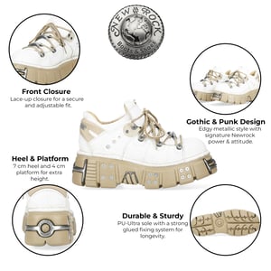 New Rock M-120N-C80 White Gothic Platform Ankelboots