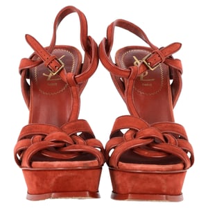 Saint Laurent Tribute Sandalen in Bordeaurood Suède