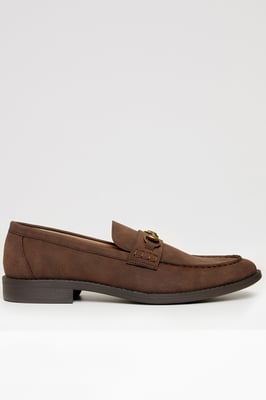 Chocolate Faux Leather Snaffle Loafers