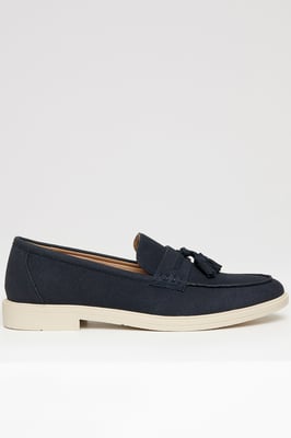 Navy Faux Suede Tassel Loafers