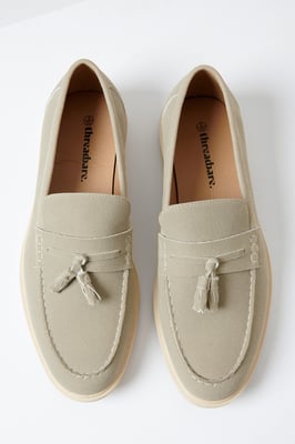 Stone Faux Suede Tassel Loafers