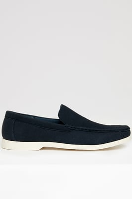 Navy Faux Suede Slip On Loafers