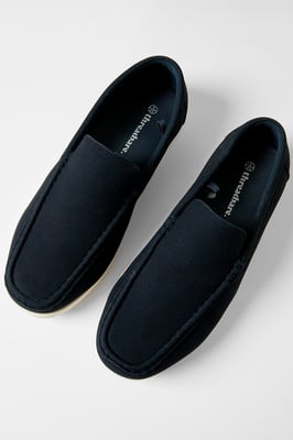 Navy Faux Suede Slip On Loafers