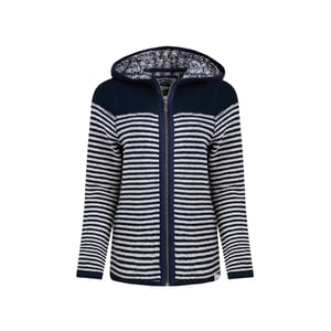 Weird Fish Womens/Ladies Bianca Striped Macaroni Eco Friendly Full Zip Hoodie (Navy)