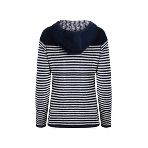 Weird Fish Womens/Ladies Bianca Striped Macaroni Eco Friendly Full Zip Hoodie (Navy)