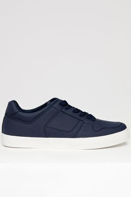 Navy Stitch Detail Court Trainers