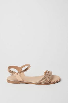 Wide Fit Fern Embellished Flat Sandals