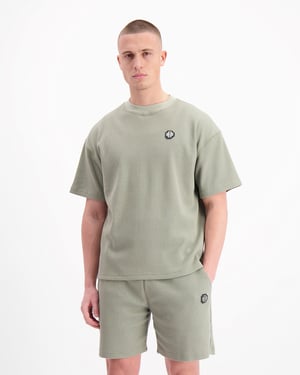 Zwarte Bananen, Monogram Wafel T-Shirt, Groen