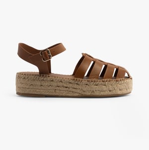 ÄKTA LÄDER Dam Espadrillos Kognacsbrun