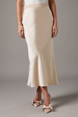 Satin Detail Fitted Skirt