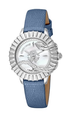Silver Dial Silver Bezel Blue Band Watch