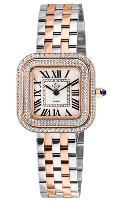 Bellagio  Swiss Made Diamond Watch, Silver-White Dial, Two toned SS/IPRG Bracelet
