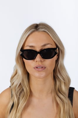 Cat-Eye Diamond Infinity Sunglasses in Black