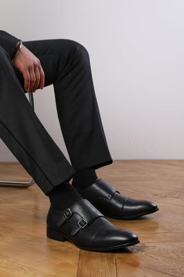 Wheres That From Mens 'Nick' Formal Keith Buckle Twin Monk Shoes