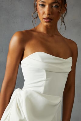 Satin Draped Bow Playsuit