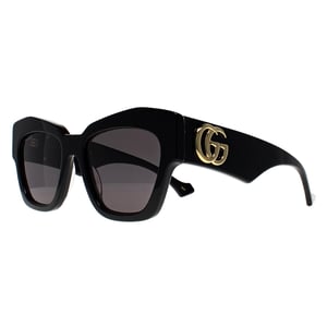 Gucci Cat Eye Womens Shiny Black Grey GG1422S