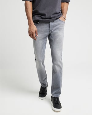 River Island Mens Faded Jeans Grey Slim Fit
